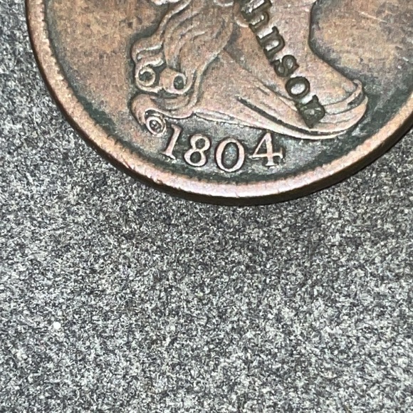 1804 Spiked Chin Half Cent. Stems, crosslet 4 with cud errors on the obverse. - Picture 5 of 10